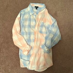 Pink and blue checkered button up. Miss matched